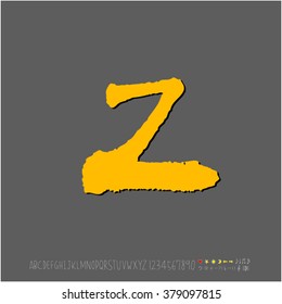 Hand drawn alphabet & number - vector