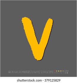 Hand drawn alphabet & number - vector