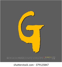 Hand drawn alphabet & number - vector