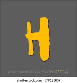 Hand drawn alphabet & number - vector