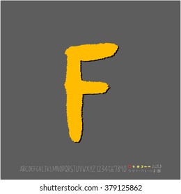 Hand drawn alphabet & number - vector