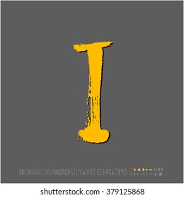 Hand drawn alphabet & number - vector