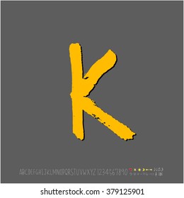 Hand drawn alphabet & number - vector