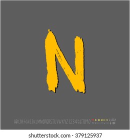 Hand drawn alphabet & number - vector