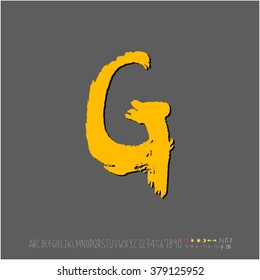 Hand drawn alphabet & number - vector