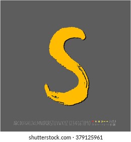 Hand drawn alphabet & number - vector