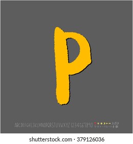 Hand drawn alphabet & number - vector