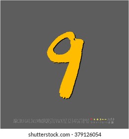 Hand drawn alphabet & number - vector