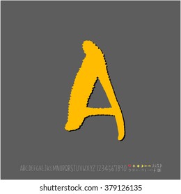 Hand drawn alphabet & number - vector