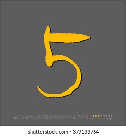 Hand drawn alphabet & number - vector