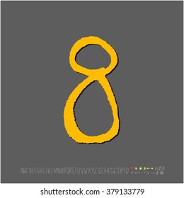 Hand drawn alphabet & number - vector