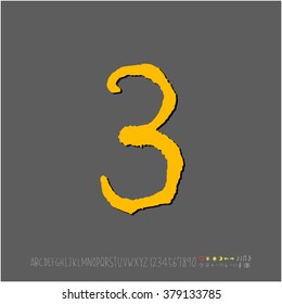Hand drawn alphabet & number - vector