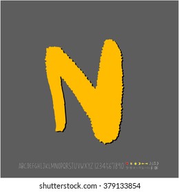 Hand drawn alphabet & number - vector