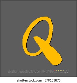 Hand drawn alphabet & number - vector