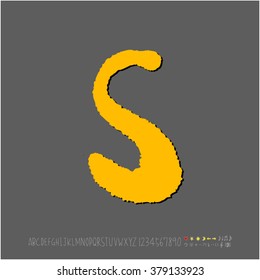 Hand drawn alphabet & number - vector