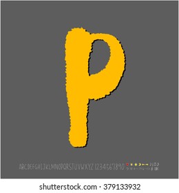 Hand drawn alphabet & number - vector