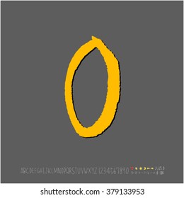 Hand drawn alphabet & number - vector