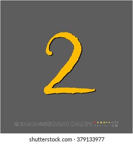 Hand drawn alphabet & number - vector