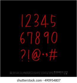 Hand drawn alphabet & number - vector