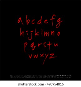 Hand drawn alphabet & number - vector