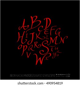 Hand drawn alphabet & number - vector