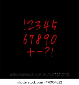 Hand drawn alphabet & number - vector