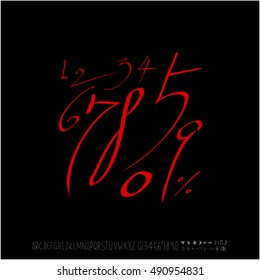 Hand drawn alphabet & number - vector