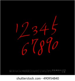 Hand drawn alphabet & number - vector