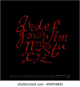 Hand drawn alphabet & number - vector