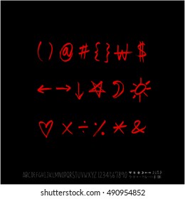 Hand drawn alphabet & number - vector