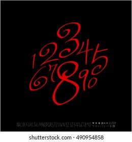Hand drawn alphabet & number - vector