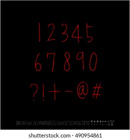 Hand drawn alphabet & number - vector
