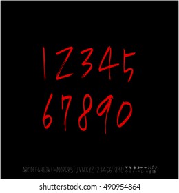 Hand drawn alphabet & number - vector