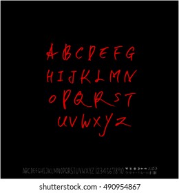 Hand drawn alphabet & number - vector