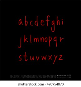 Hand drawn alphabet & number - vector