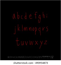 Hand drawn alphabet & number - vector