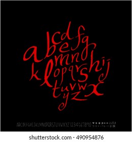 Hand drawn alphabet & number - vector