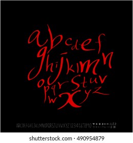 Hand drawn alphabet & number - vector