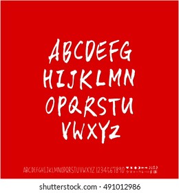 Hand drawn alphabet & number - vector