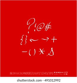 Hand drawn alphabet & number - vector