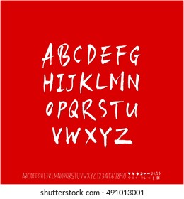 Hand drawn alphabet & number - vector