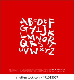 Hand drawn alphabet & number - vector