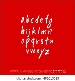 Hand drawn alphabet & number - vector