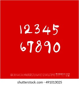 Hand drawn alphabet & number - vector
