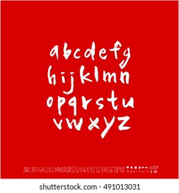 Hand drawn alphabet & number - vector