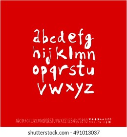 Hand drawn alphabet & number - vector