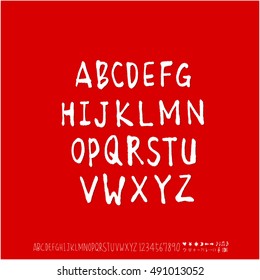 Hand drawn alphabet & number - vector