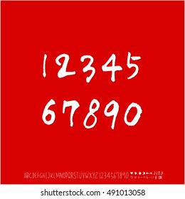 Hand drawn alphabet & number - vector