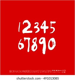 Hand drawn alphabet & number - vector