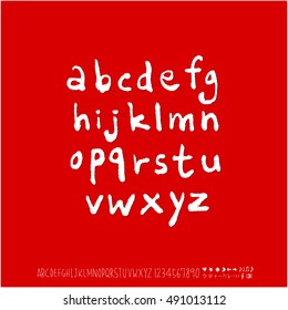 Hand drawn alphabet & number - vector